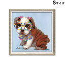 《クーポンで5%OFF★7/20まで》 絵画 額 ハンドペイント かわいい おしゃれ 犬 オイル ペイント アート ( Sサイズ ) 「 ロリポップ パピー 」