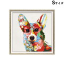 《クーポンで5%OFF★7/20まで》 絵画 額 ハンドペイント かわいい おしゃれ 犬 オイル ペイント アート ( Sサイズ ) 「 ハンサム 」