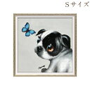 《クーポンで5%OFF★7/20まで》 絵画 ハンドペイント アートパネル キャンバス 犬 オイル ペイント アート 幅33cm サファイヤ オシャレ クラシカ...
