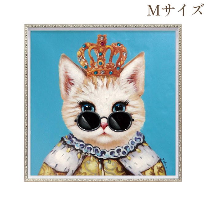 12/4(木)20時から★2,200円OFF★ 絵画 ハンドペイント アートパネル キャンバス 猫 オイル ペイント アート 幅63cm ブルーキング オシャレ...