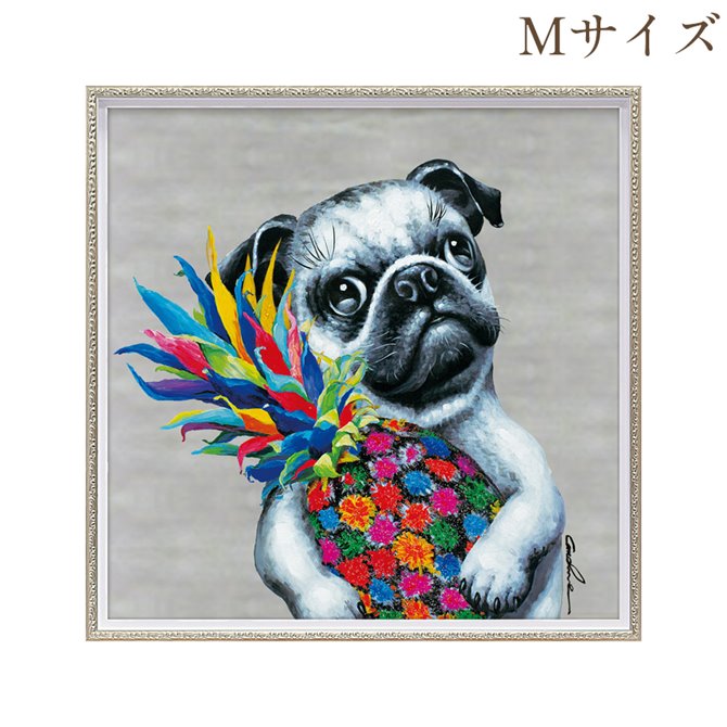 12/4(木)20時から★2,200円OFF★ 絵画 ハンドペイント アートパネル キャンバス 犬 オイル ペイント アート 幅63cm カラフルパイン オシャ...