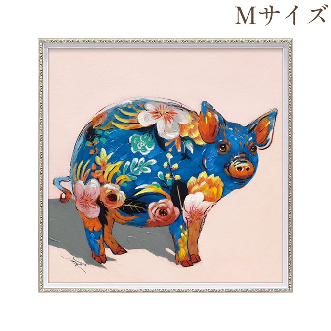12/4(木)20時から★2,200円OFF★ 絵画 ハンドペイント アートパネル キャンバス 豚 オイル ペイント アート 幅63cm ペイントピッグ オシャ...