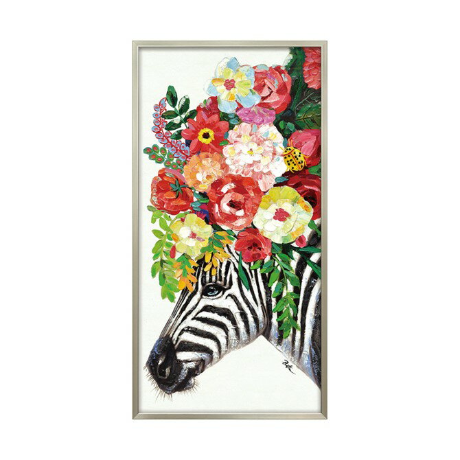 【12/1_9:59まで★ブラックフライデークーポン】 絵画 ハンドペイント アートパネル キャンバス 縞馬 オイル ペイント アート 幅53cm サバンナカー...