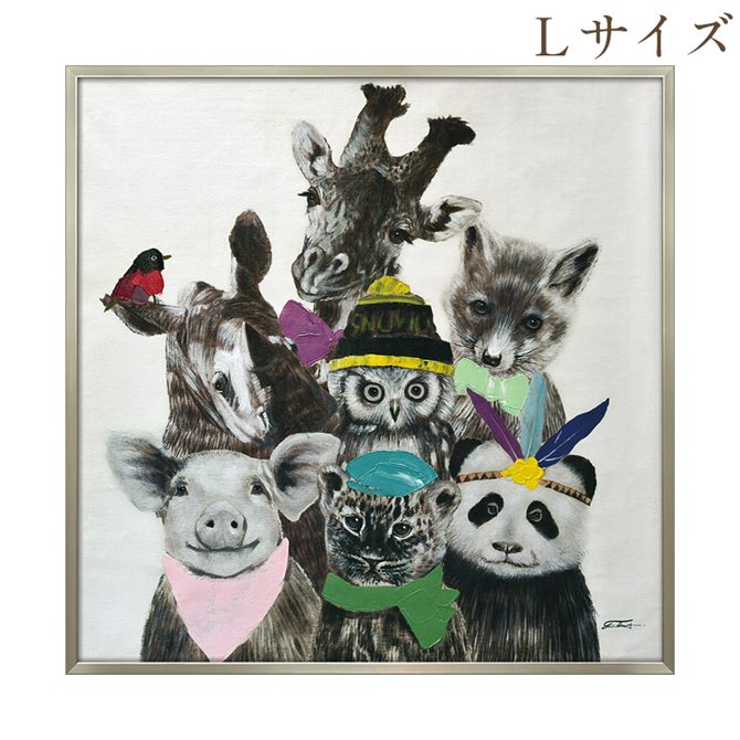 12/4(木)20時から★2,970円OFF★ 絵画 ハンドペイント アートパネル キャンバス 動物 オイル ペイント アート 幅83cm アニマルズ オシャレ...
