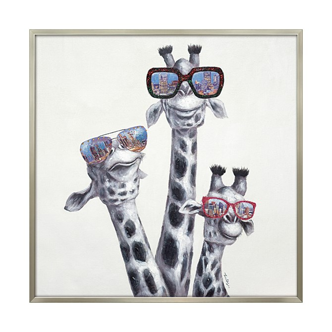 12/4(木)20時から★2,970円OFF★ 絵画 ハンドペイント アートパネル キャンバス 麒麟 オイル ペイント アート 幅83cm ビューシティジラフ ...