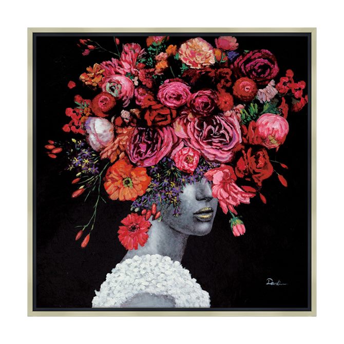 12/4(木)20時から★2,970円OFF★ 絵画 ハンドペイント アートパネル キャンバス 花 オイル ペイント アート 幅83cm ローズウーマン オシャ...