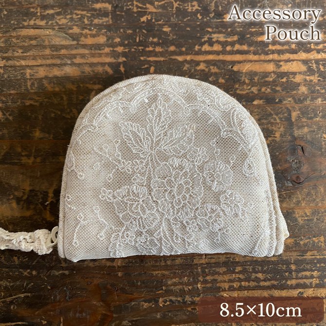 12/4(木)20時から★20%OFF★ アクセサリーポーチ 8.5×10cm ポーチ 化粧ポーチ 旅行用 ファブリック レース 刺繍 ロココ調 姫系 アンティ...