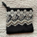 【クーポンで20%OFF★8/3(日)まで】 レース ファブリック ポケットティッシュケース 小物ポーチ レース生地 布 black pearl ブラックパール ミニティッシュ&ポーチ 10×12cm ロココ調 姫系 アンティーク調 ヨーロピアン