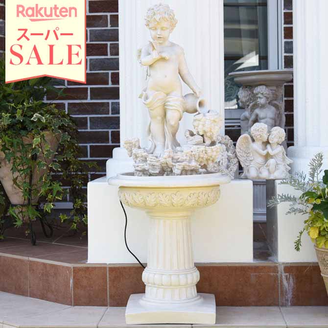 ＼スーパーセール／【51%OFF!】 噴水 ポンプ付き エンジェルグランデ癒しの噴水 ガーデン装飾 アンティークホワイト ヨーロピアン ガーデン レジン アンティーク調 エレガント かわいい おしゃれ インテリア 天使 アウトレット [Y]のサムネイル