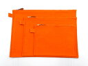 【中古】 HERMES エルメス ボラボラ ポーチセット3点 オレンジ キャンバス【送料無料】