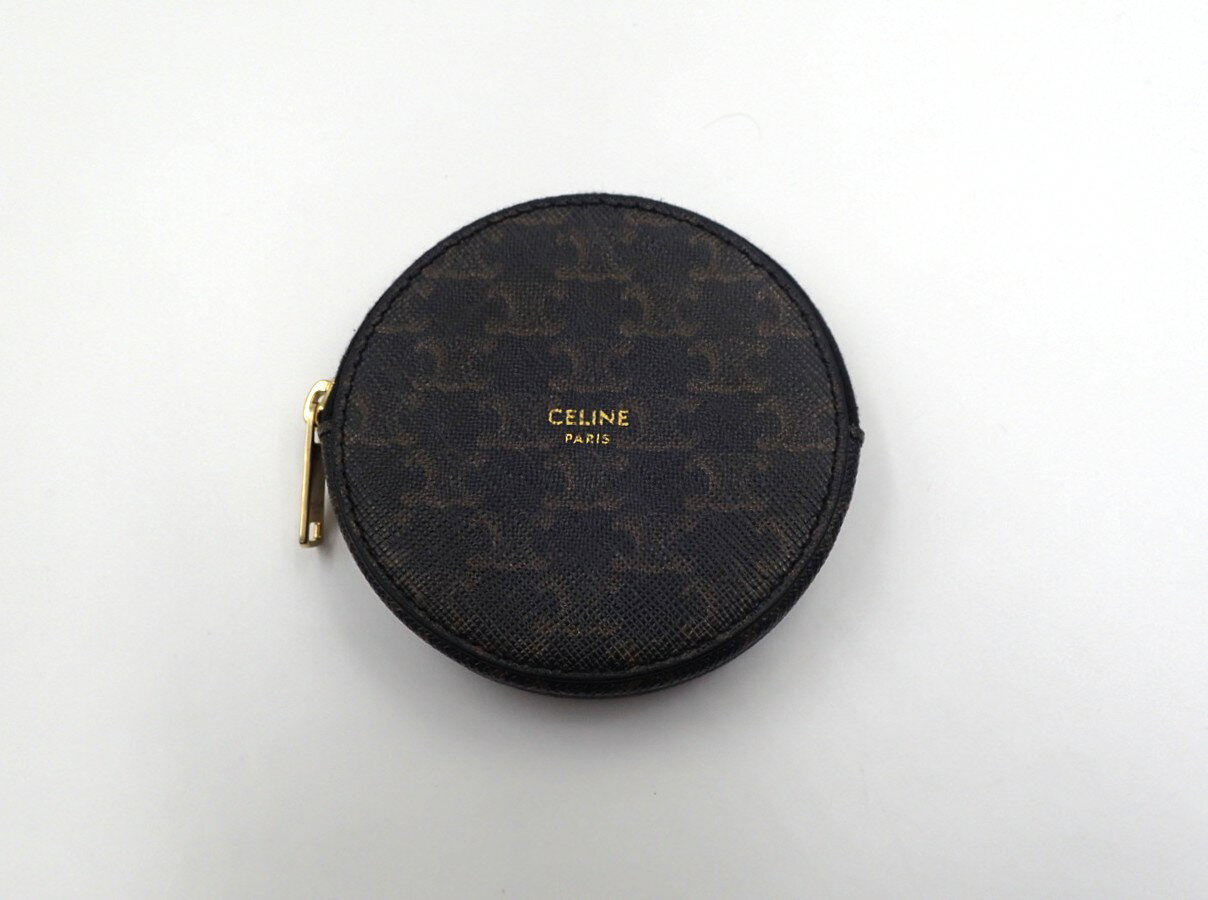 Coral Pink - 【中古】CELINE セリーヌ コインケース 小銭入れ コンパクト トリオンフ