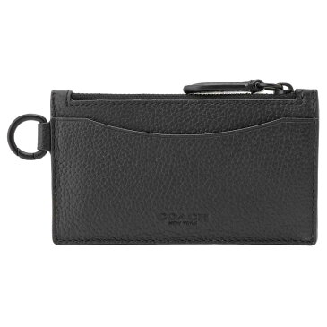 COACH コーチ C6696 BLK Dリング付 ジップ スリム カードケース コインケース ブラック メンズ ZIP CARD CASE WITH HINGED D-RING 【bwco01025m】