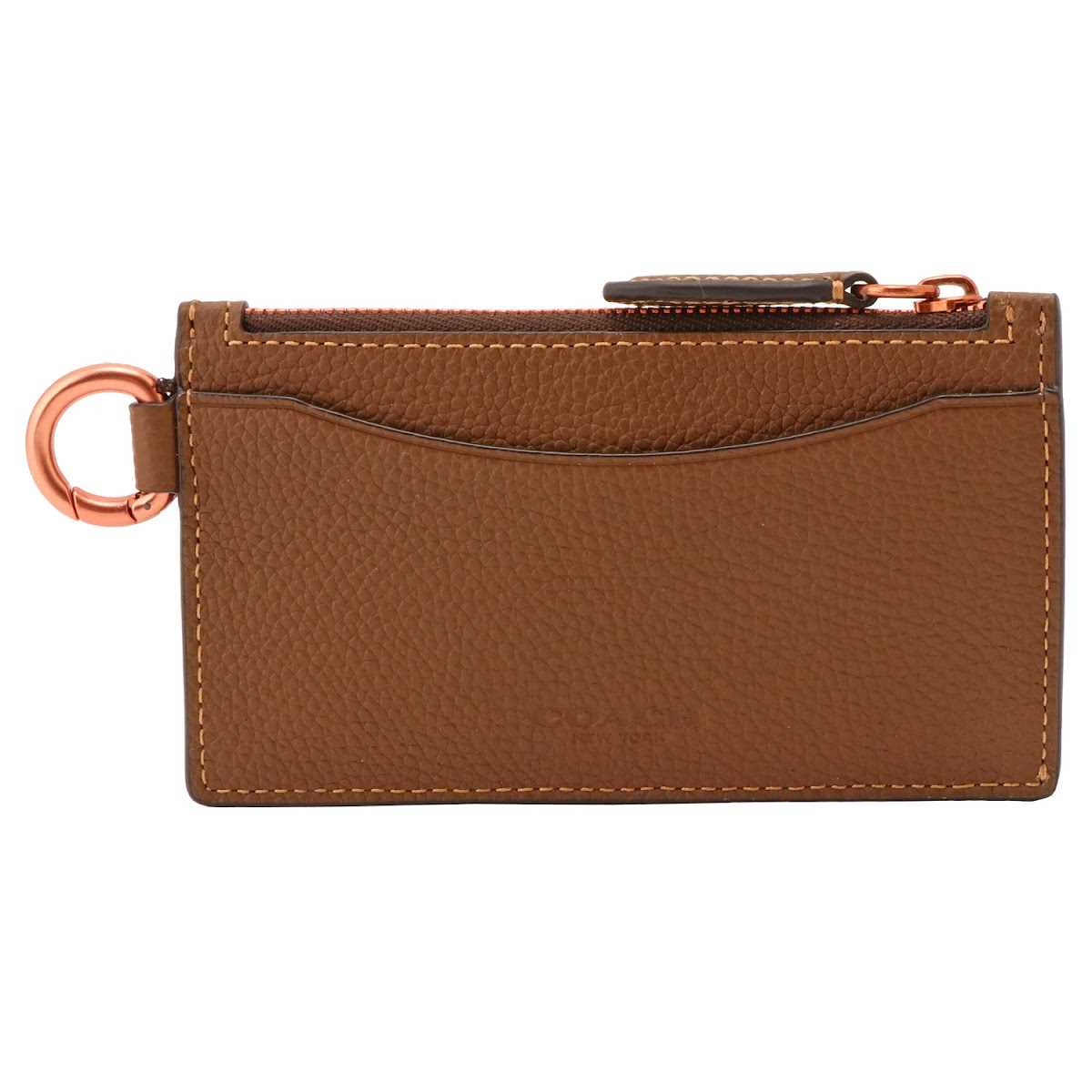 COACH コーチ C6696 CWH Dリング付 ジップ スリム カードケース コインケース ダークサドル メンズ ZIP CARD CASE WITH HINGED D-RING 【bwco01026m】