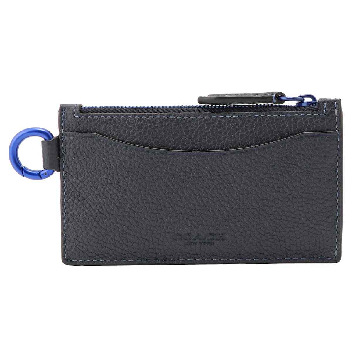 COACH コーチ C6696 DWP Dリング付 ジップ スリム カードケース コインケース ミッドナイトネイビー メンズ ZIP CARD CASE WITH HINGED D-RING 【bwco01027m】