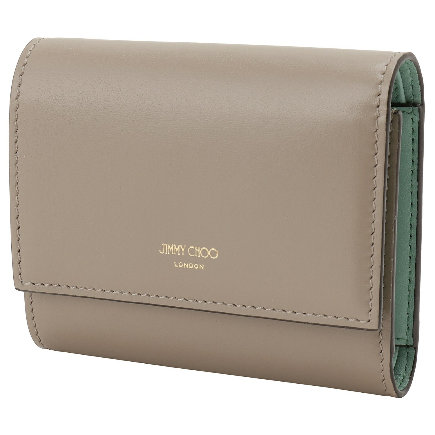 ジミーチュウ 財布（レディース） JIMMY CHOO ジミーチュウ MARINDA AYO TAUPE SMOKE GREEN LIGHT GOLD マリンダ 内外バイカラー 三つ折り財布 ミニ財布 トープ/スモークグリーン レディース MARINDA TRI-FOLD WALLET 【bwjm00233l】