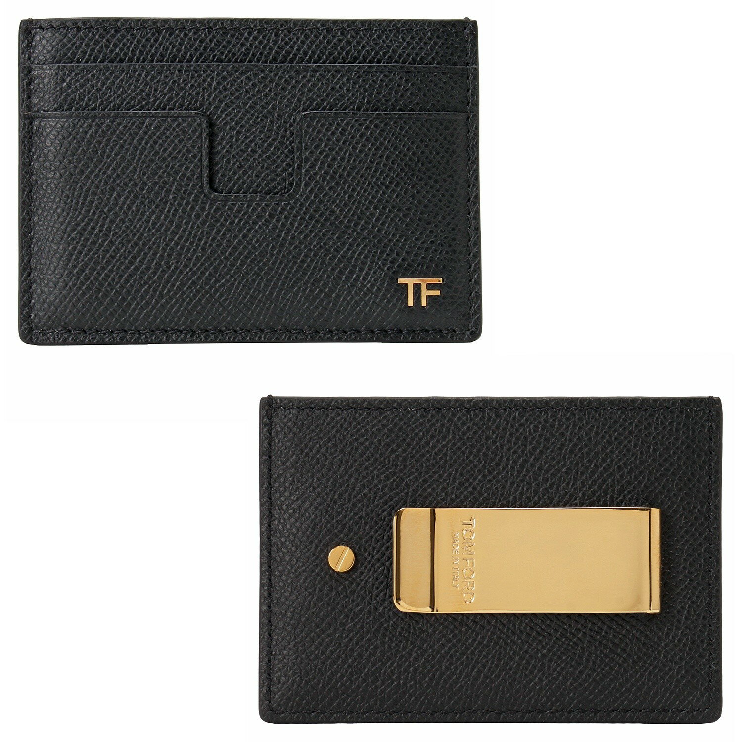 TOM FORD トムフォード YM341 LCL081G 1N001 マネークリップ付 カードケース ブラック メンズ MONEY CLIP CARDHOLDER 【bwtd00031m】