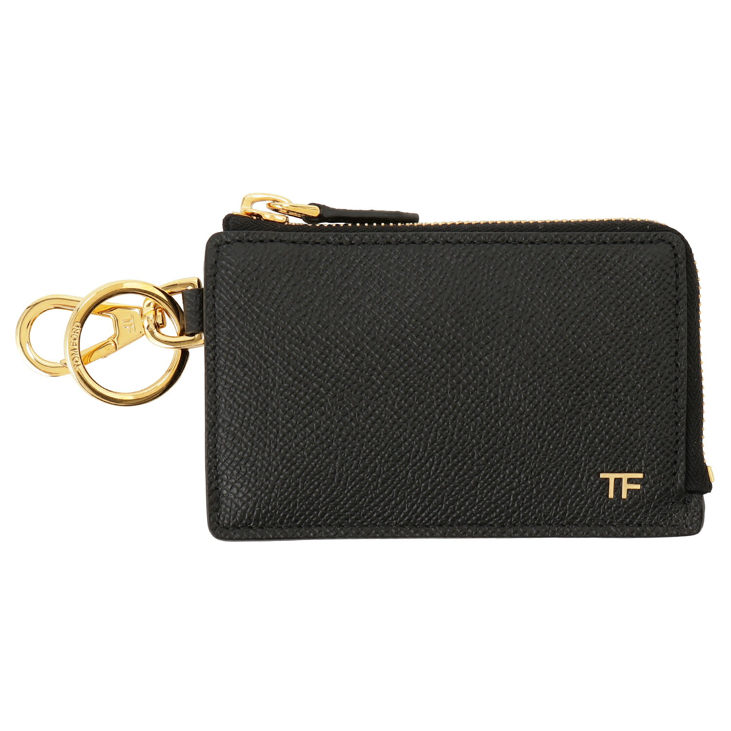 TOM FORD トムフォード YM339 LCL081G 1N001 キーリング付カードケース コインケース ブラック メンズ ウォレット SMALL GRAIN CALF CARDHOLDER ZIP KEYRING 【bwtd00040m】