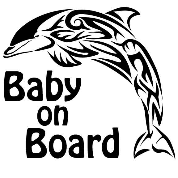 Baby on Board イルカ ドルフィン トライバル デザインカッティングステッカー Dolphin