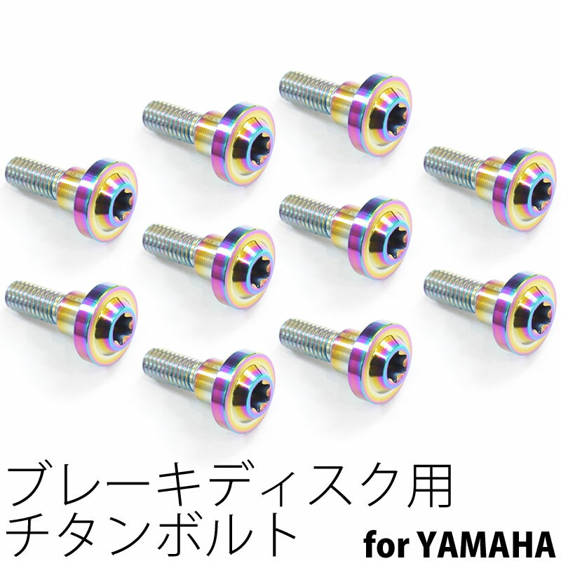 64チタンボルト ブレーキ ディスクボルト ヤマハ用 M6×20 10本 焼き色有り Ti - 6Al - 4V Titanium 64チタン合金