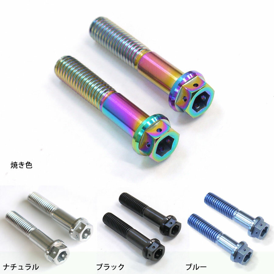 SR400 ディスク用 64チタン製 トップブリッジ クランプ ボルトセット ステムボルト チタンボルト 焼き色/ナチュラル/ブラック/ブルー
