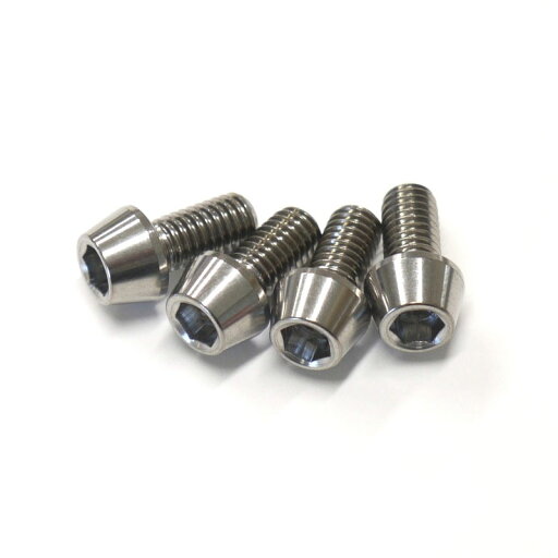64チタンボルト テーパーキャップ M5 × 10mm P0.8 4本セット 焼き色なし Ti - 6Al - 4V Titanium ステムボルト ステムスクリュー 64チタンボルト テーパーキャップ M5 × 10mm P0.8 4本セット 焼き色なし Ti - 6Al - 4V Titanium ステムボルト ステムスクリュー