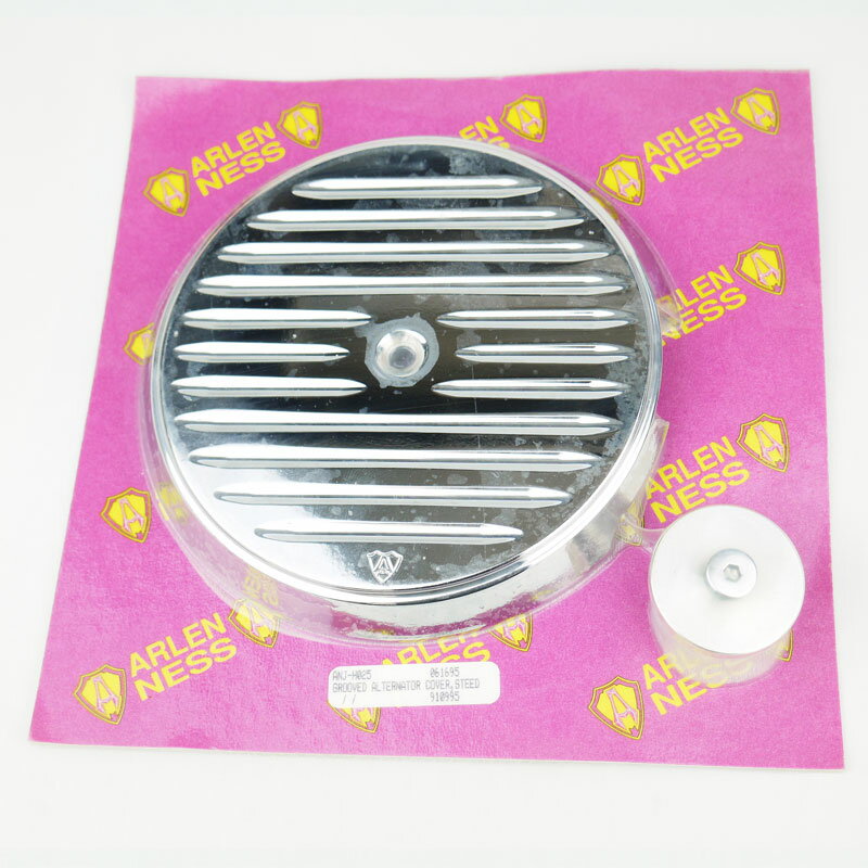 【ARLEN NESS】スティード400/600専用 アレンネス グルーブドオルタネーターカバー メッキ エンジンカバー NOS スリット