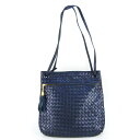 【BOTTEGA VENETA ボッテガ・ヴェネタ】美品ショルダーバッグ イントレチャート タッセル メタルブルー【中古】