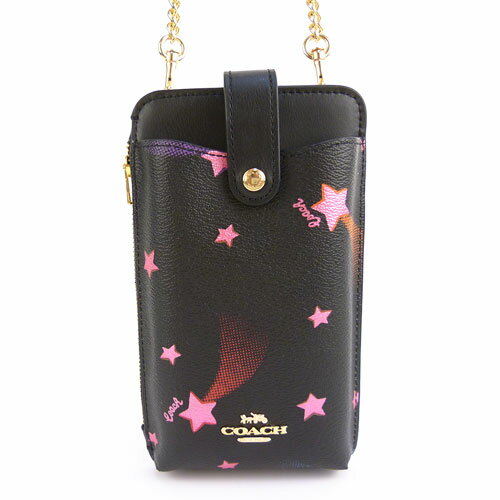【COACH コーチ】C6885 IMA47 スマホ ショルダー コインケース ブラック×星柄 【アウトレット】【新品】
