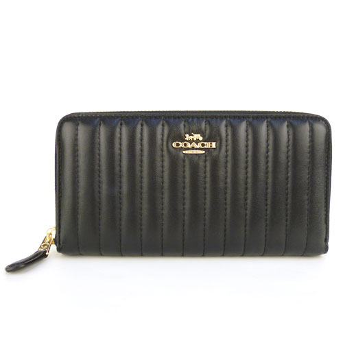 【COACH コーチ】2855 IMBLK 長財布 ラウンドファスナー キルティング レザー ブラック LNR OLT AZ【アウトレット】【新品】