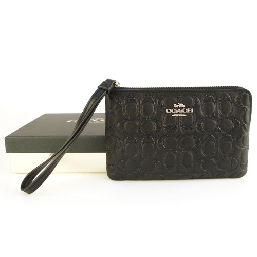 【COACH コーチ】F80214 SV/BK ギフトセット 専用箱付き リストレット ミニポーチ ボックスド グリッター シグネチャー レザー コーナー ジップ BX GLT SG LR CRN ZP ブラック ギフト プレゼント【アウトレット】【新品】