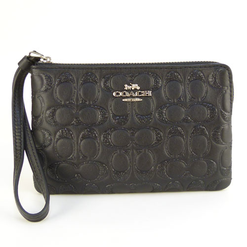 【COACH コーチ】F80214 SV/BK ギフトセット 専用箱付き リストレット ミニポーチ ボックスド グリッター シグネチャー レザー コーナー ジップ BX GLT SG LR CRN ZP ブラック ギフト プレゼント【アウトレット】【新品】