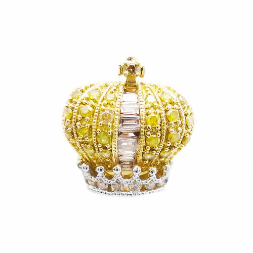 【美品】K18YG/WG イエローダイヤ ブラウンダイヤ ペンダントトップ 王冠 クラウン イエローダイヤ 0.23ct ブラウンダイヤ 0.23ct イエローゴールド ホワイトゴールド ツートン 【中古】のサムネイル