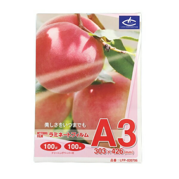 ラミネートフィルム 【A3サイズ】【100μm】 100枚 メニュー表 ポスター DIY POP ポップ 写真 水濡れ防止 汚れ防止 キズ防止 ホットラミネート...