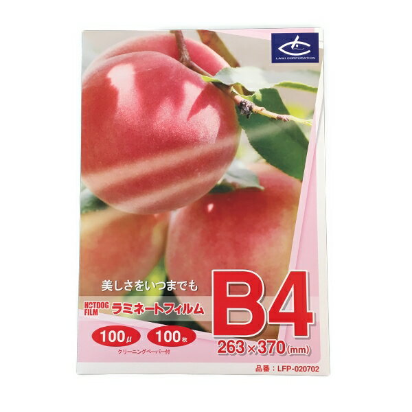 ラミネートフィルム 【B4サイズ】【100μm】 100枚 メニュー表 ポスター DIY POP ポップ 写真 水濡れ防止 汚れ防止 キズ防止 ホットラミネート...