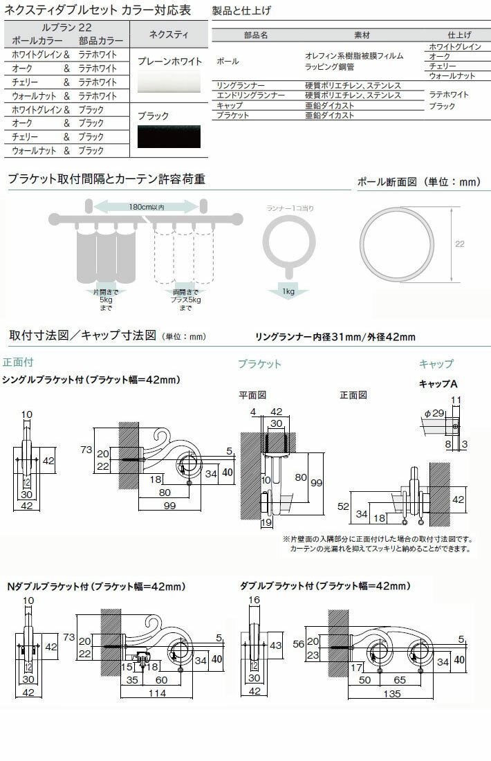 TOSO/トーソー製 カーテンレール/ルブラン22ネクスティダブルAセット サイズオーダー/211〜309cm