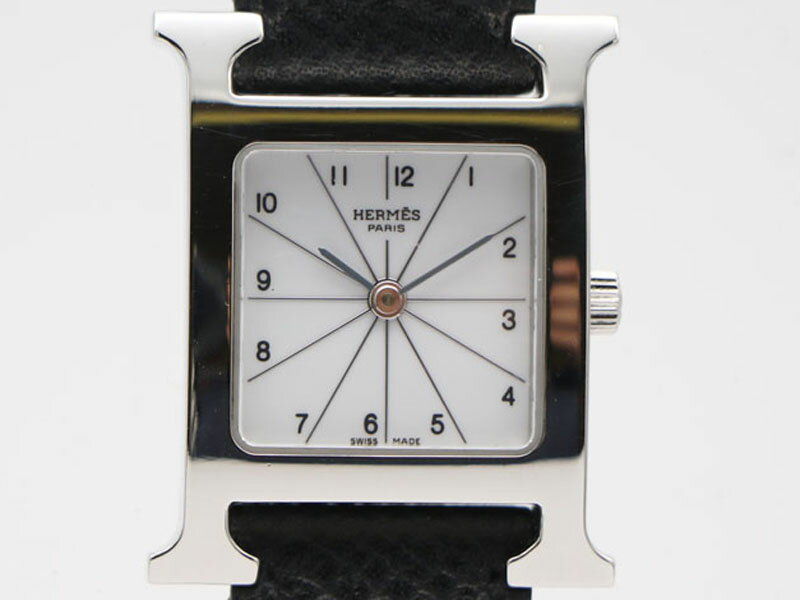 【 エルメス HERMES 】 腕時計 Hウォッチ HH1.210 ○J刻 ホワイト文字盤 クォーツ SS/革 レディース 新着 7769-0のサムネイル