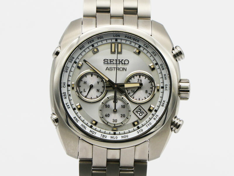 【 セイコー SEIKO 】 SBXY025 アストロン ソーラー電波モデル ワールドタイム クロノグラフ チタン デイト メンズ 保・箱 新着 01560-0 中古送料無料