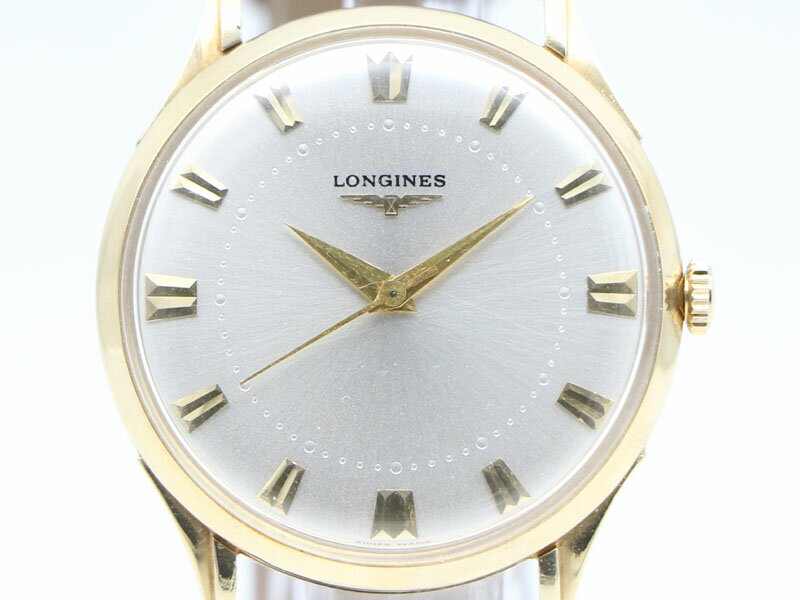 【 ロンジン LONGINES 】 ヴィンテージ 金無垢 K14YG/革 手巻き メンズ 新着 2199-0 中古品 送料無料