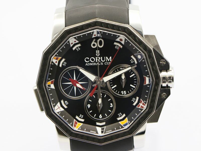 アドミラルズカップ 【 コルム CORUM 】腕時計 01.0035 アドミラルズカップ クロノグラフ SS/ラバー/カーボン 自動巻 1000本限定 メンズ 箱 保 新着 02195-0