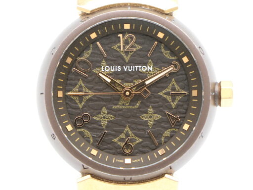 【 ルイヴィトン LOUIS VUITTON 】 腕時計 QA137 タンブールスリム K18PG+PVD/革 クォーツ レディース 新着 70406-1 【 ルイヴィトン LOUIS VUITTON 】 腕時計 QA137 タンブールスリム K18PG+PVD/革 クォーツ レディース 新着 70406-1