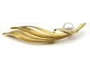 【 イエローゴールド K18YG 】 ブローチ シロチヨウ養殖真珠1.26cm ダイヤ0.03ct フェザーモチーフ 14.7g レディース ☆新着 02685...
