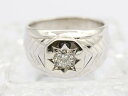 【 PT900 プラチナ 】 メンズジュエリー 指輪 リング ダイヤ 0.407ct 17号 20.4g 鑑別書 ☆新着 76023-5 中古 送料無料