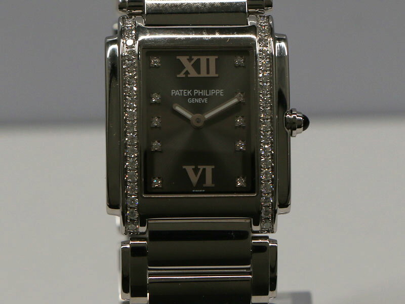 【 パテックフィリップ PATEK PHILIPPE 】 トゥエンティフォー 4910/10A ダイヤベゼル SS クォーツ 保 箱 レディース 新着 01868-0 中古 送料無料