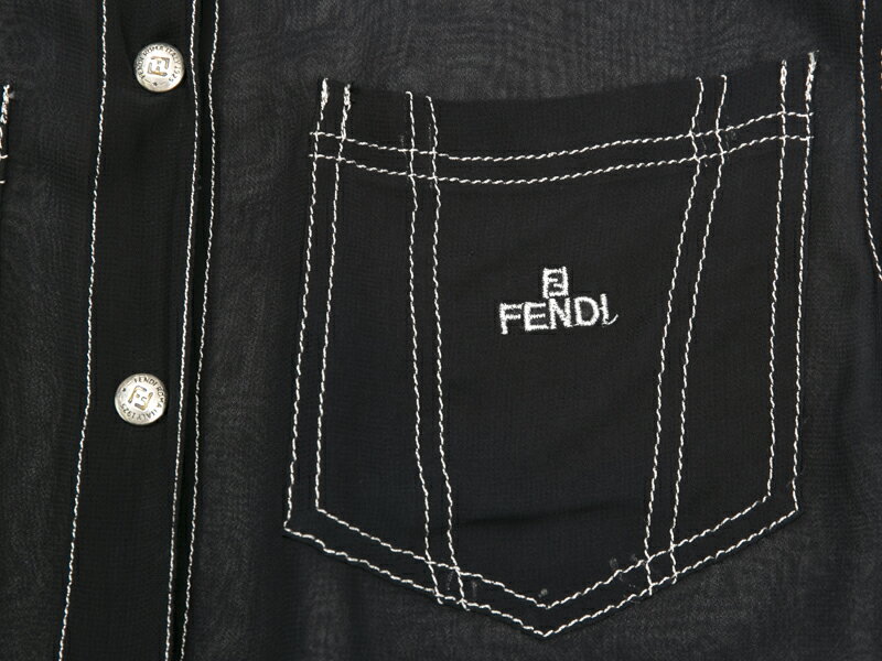 【 フェンディジーンズ FENDI JEANS 】 シースルートップス ブラウス シャツ XL ブラック イタリア製 サイズ42 レディス 5927-0 〇新着 値下げ