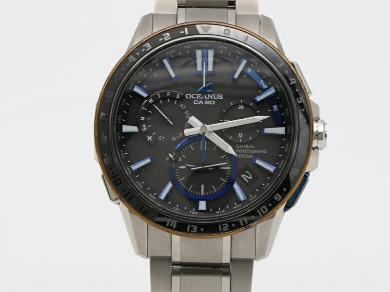 値下げ【 カシオ CASIO 】 OCW-G1200 オシアナス GPSハイブリッド 44mm チタン デイデイト ソーラークォーツ メンズ 新着 保 箱 12114-0　中古送料無料