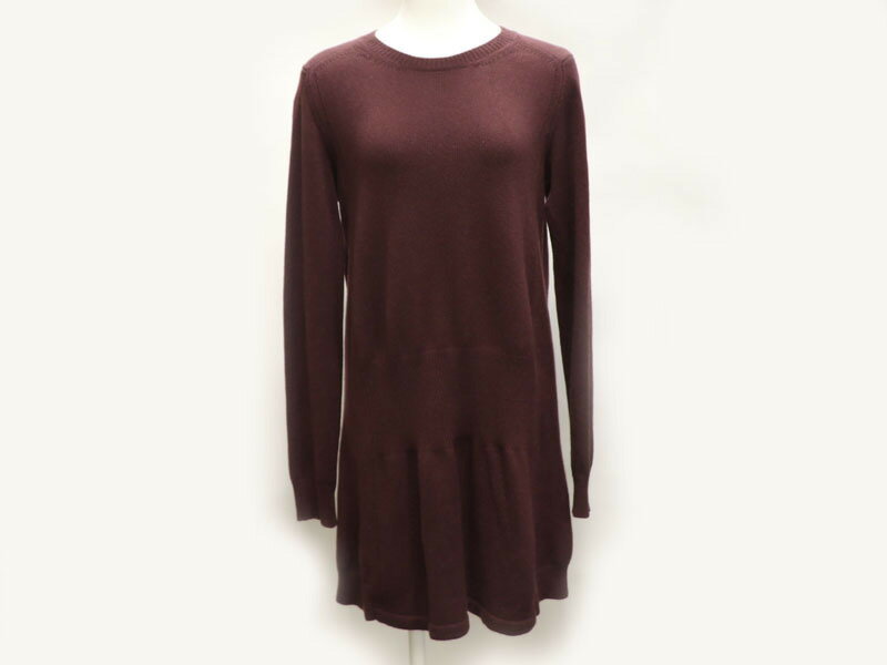 【 ルイヴィトン LOUIS VUITTON 】 カシミヤニットワンピース ボルドー イタリア製 サイズM レディース【中古】8755-0 〇新着
