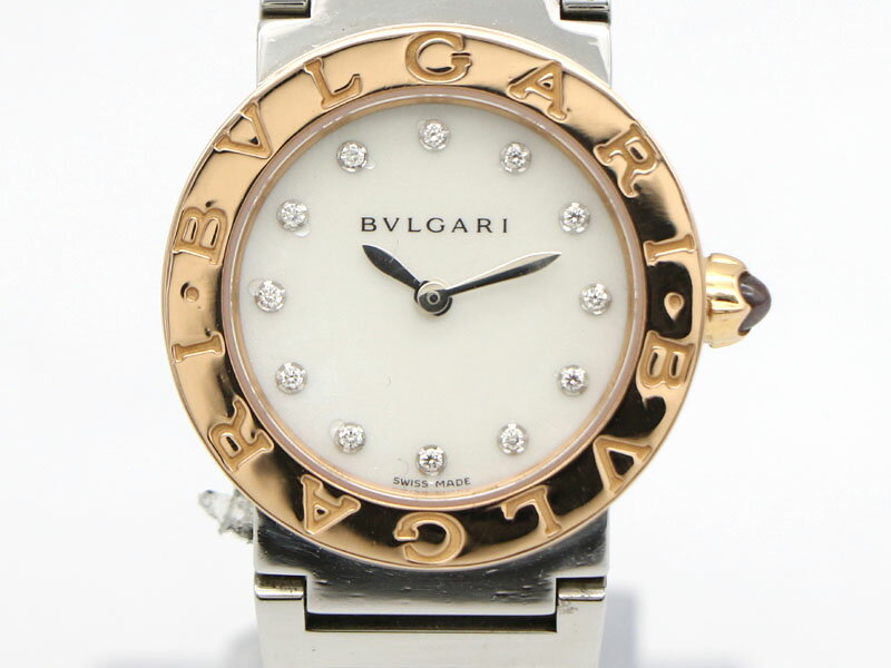 【 ブルガリ BVLGARI 】 腕時計 BBLP26SG ブルガリブルガリ K18PG/SS 12Pダイヤ 白文字盤 クォーツ レディース □新着 02214-0 中古 送料無料