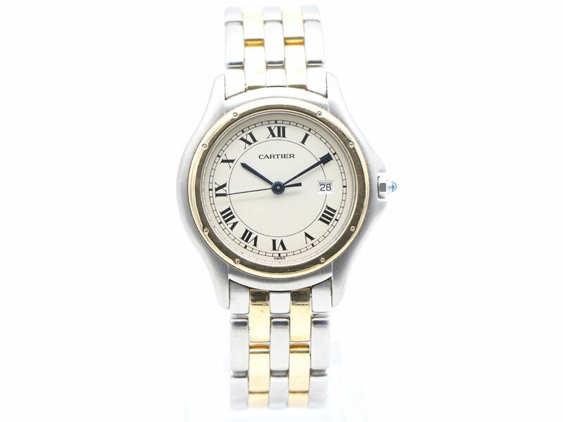 【 カルティエ Cartier 】腕時計 W35006B6 パンテール クーガーLM 2ロウ 33mm K18YG/SS クォーツ デイト メンズ 新着 76105-3 中古 送料無料