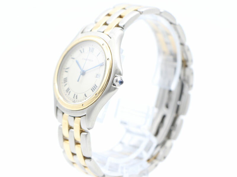 【 カルティエ Cartier 】腕時計 W35006B6 パンテール クーガーLM 2ロウ 33mm K18YG/SS クォーツ デイト メンズ 新着 76105-3 中古 送料無料