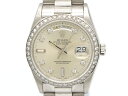 【 ロレックス ROLEX 】 18046A デイデイト 1984年製 36mm PT ダイヤベゼル ダイヤ8P 自動巻 メンズ □新着 00051-0 中古 送料無料